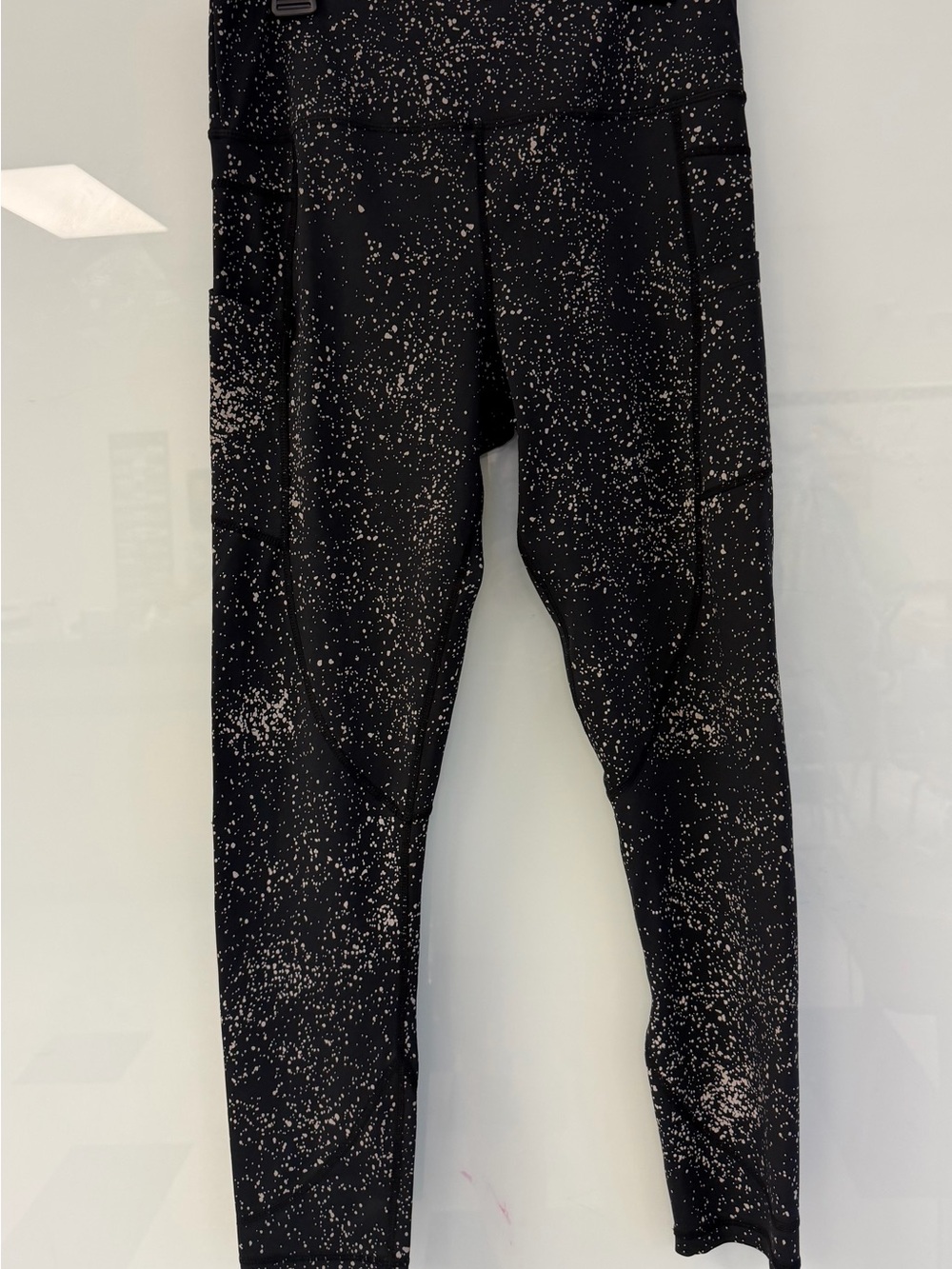 ZYIA Black Leggings with White Speckle Print